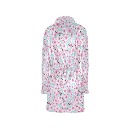 Cherry Blossom Pattern Print Design 01 Women's Fleece Robe