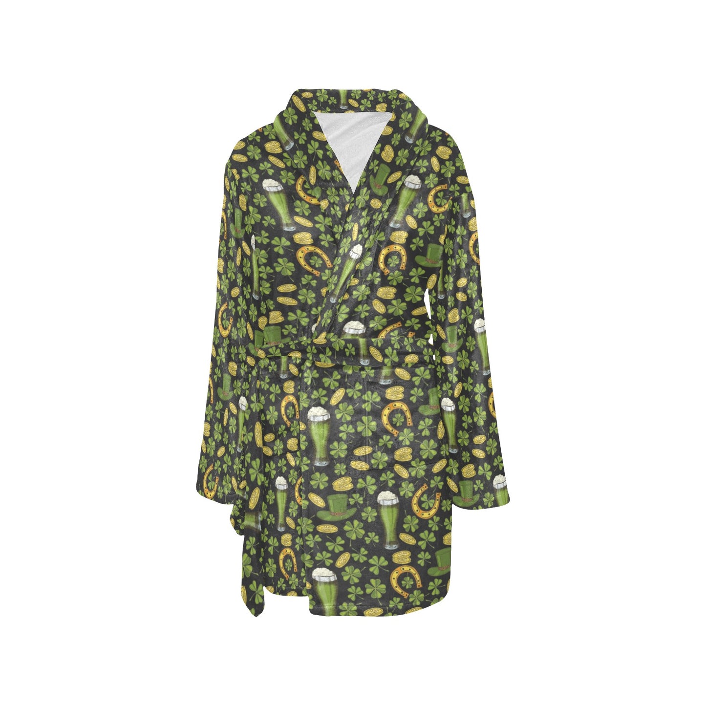 Clover St Patricks Pattern Print Design 03 Women's Fleece Robe