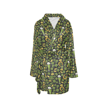 Clover St Patricks Pattern Print Design 03 Women's Fleece Robe