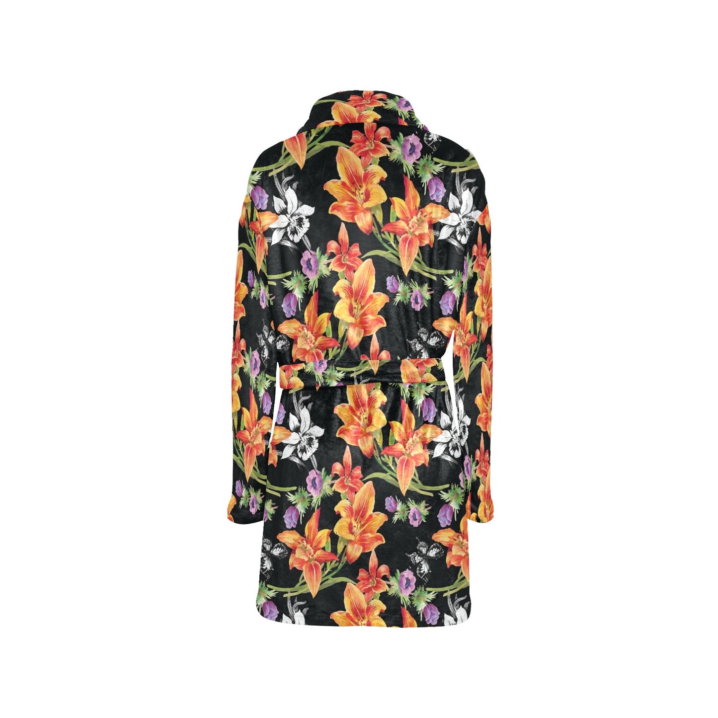 Tropical Flower Pattern Print Design TF02 Women's Fleece Robe