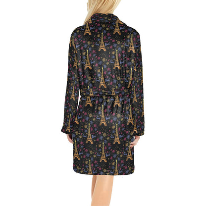 Eiffel Tower Love Paris Print Women's Fleece Robe