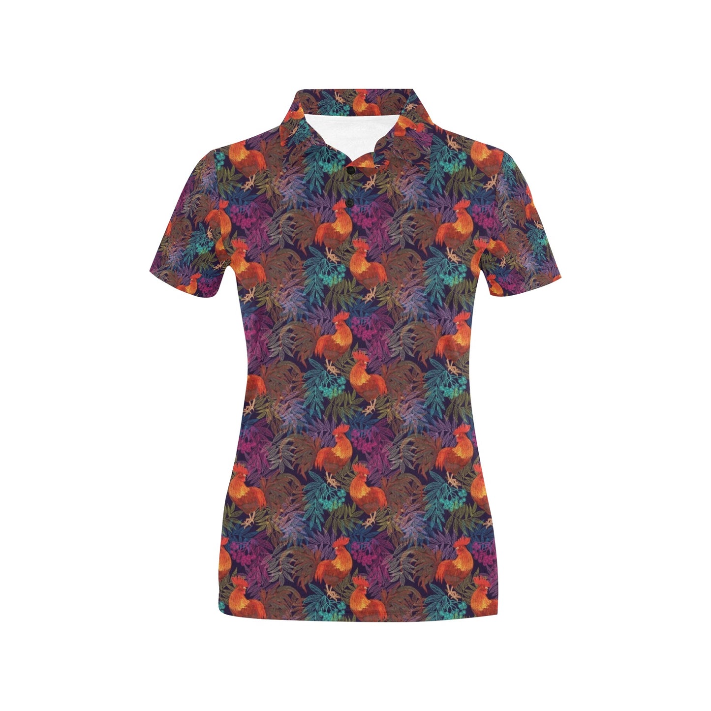 Rooster Print Style Women's Polo Shirt