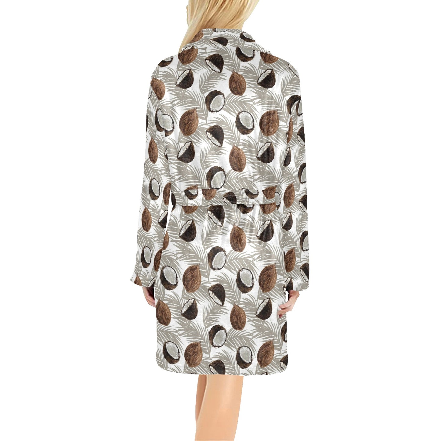 Coconut Pattern Print Design CN03 Women's Fleece Robe