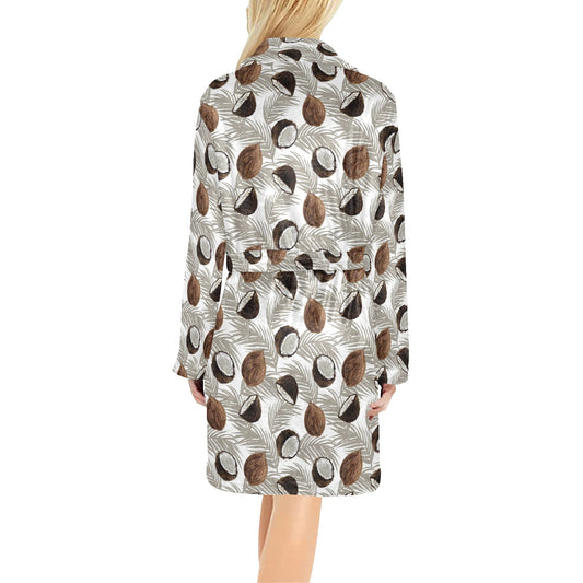 Coconut Pattern Print Design CN03 Women's Fleece Robe
