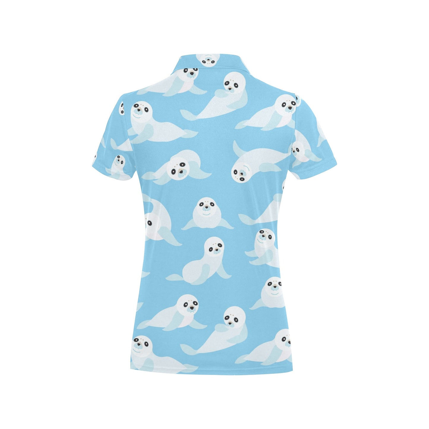 Sea Lion Cute Pattern Print Design 03 Women's Polo Shirt