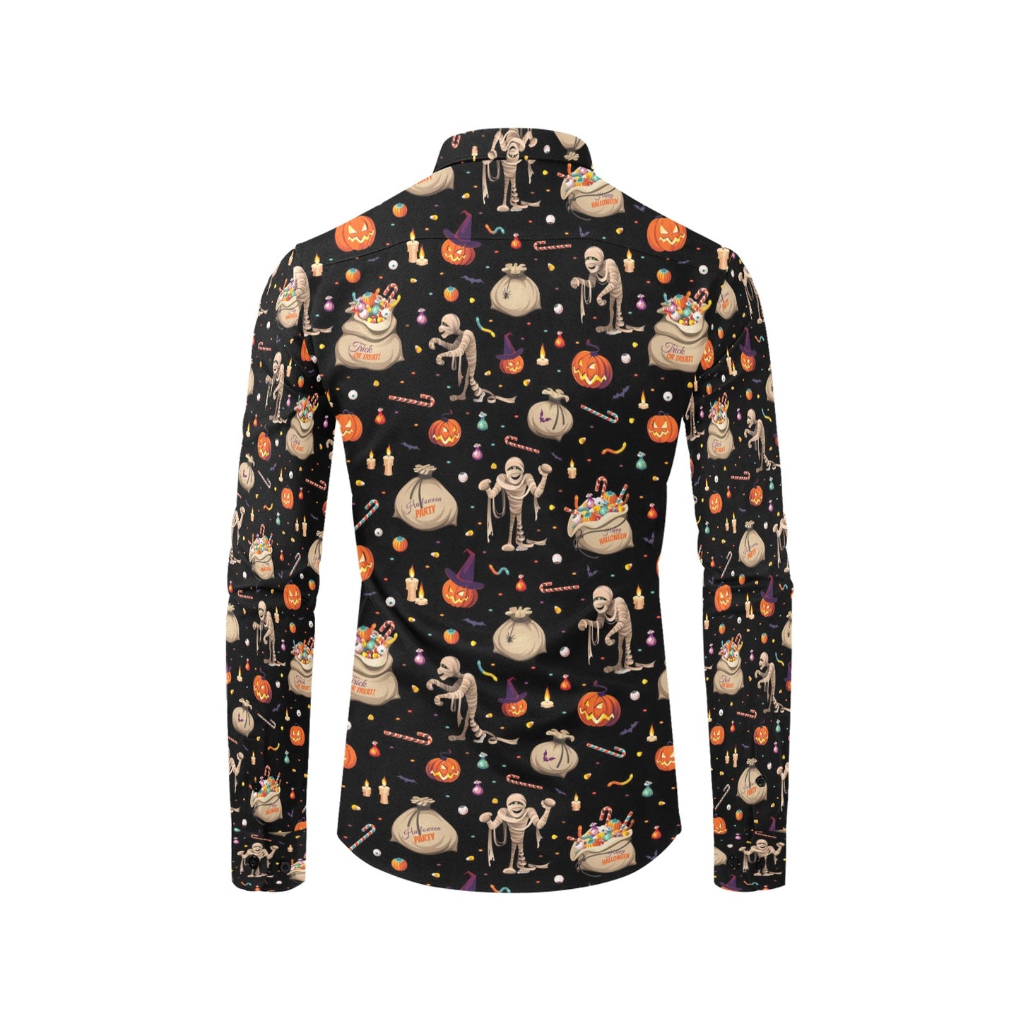 Mummy Halloween Print Design LKS303 Men's Long Sleeve Dress Shirt