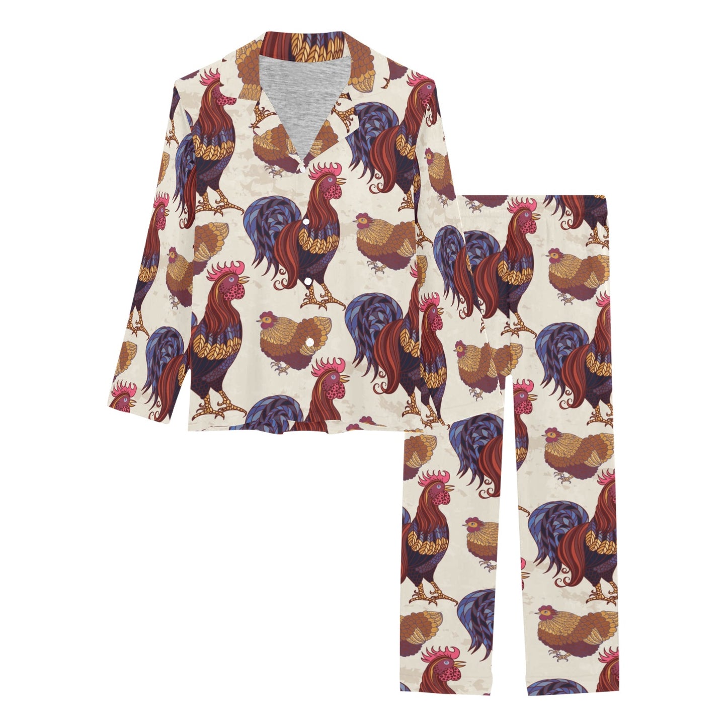 Rooster Pattern Print Design A03 Women's Long Pajama Set