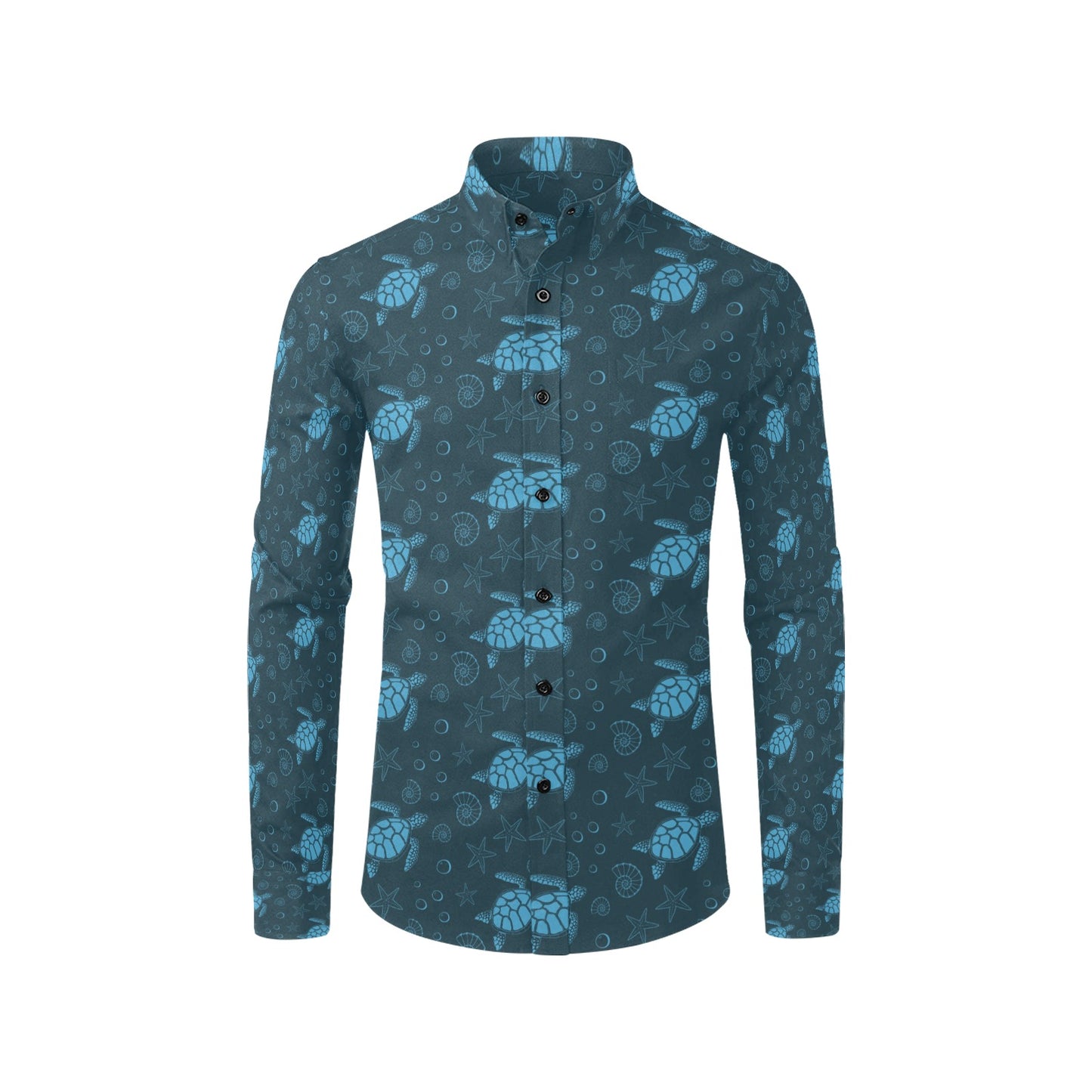 Sea Turtle Print Design LKS308 Men's Long Sleeve Dress Shirt