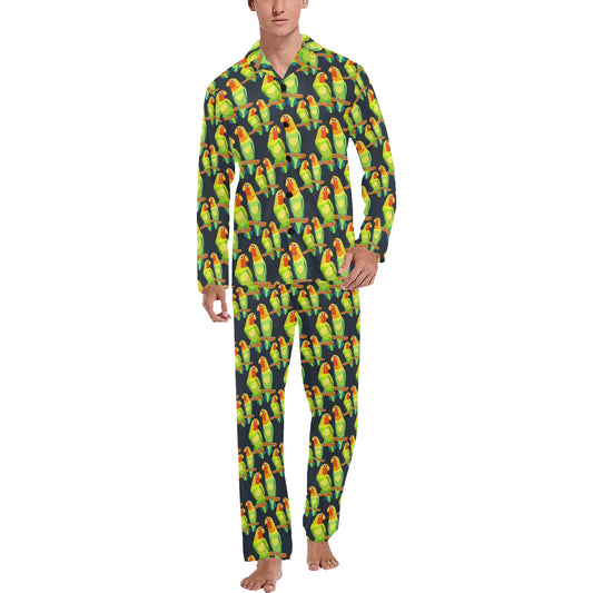 Lovebird Pattern Print Design 01 Men's Long Pajama Set