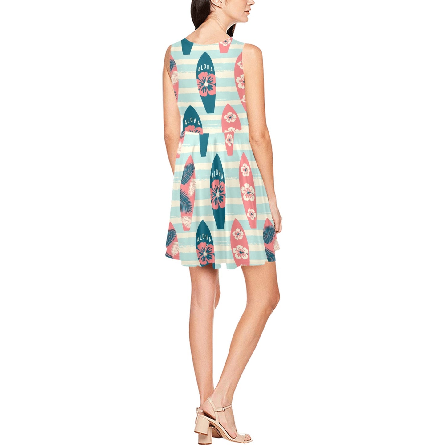 Aloha Hawaii Surfboard Pattern Print Design 02 Sleeveless Dress
