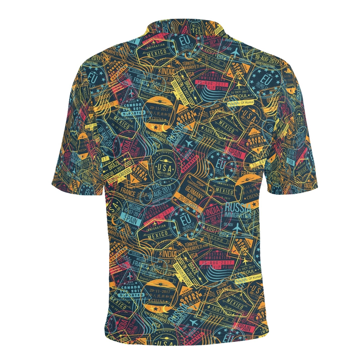 Travel Stamp Colorful Print Design LKS304 Men Polo Shirt