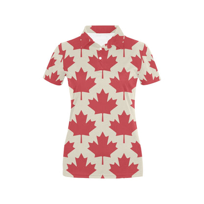 Maple Leaf Pattern Print Design 03 Women's Polo Shirt