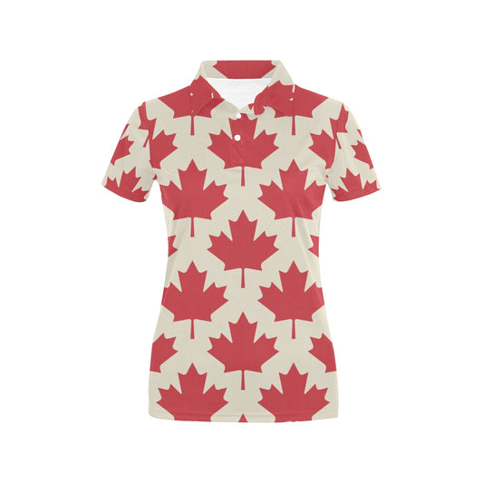 Maple Leaf Pattern Print Design 03 Women's Polo Shirt