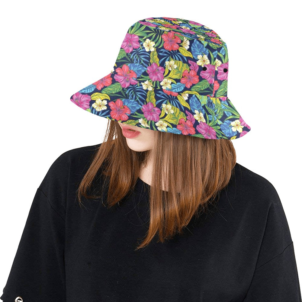 Hibiscus Print Design LKS3010 Unisex Bucket Hat