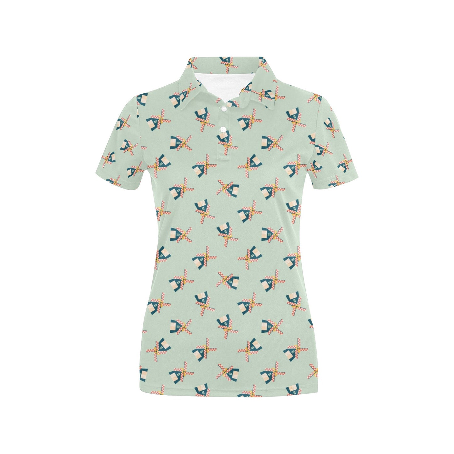 Windmill Pattern Print Design 02 Women's Polo Shirt