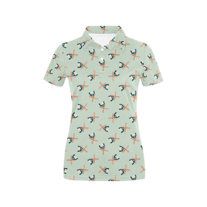 Windmill Pattern Print Design 02 Women's Polo Shirt