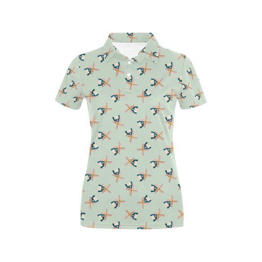 Windmill Pattern Print Design 02 Women's Polo Shirt