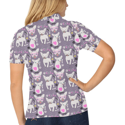Chihuahua Happy Pattern Women's Polo Shirt
