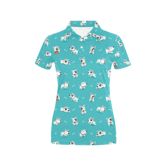 Bull Terriers Pattern Print Design 07 Women's Polo Shirt