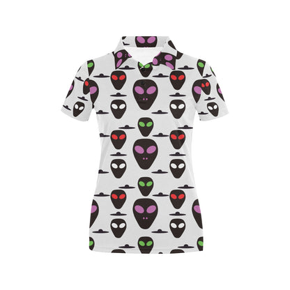 Alien Pattern Print Design 06 Women's Polo Shirt