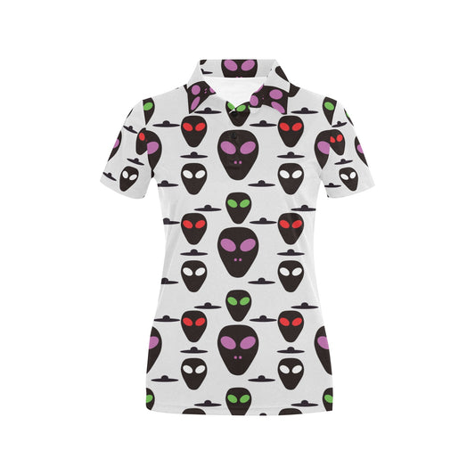 Alien Pattern Print Design 06 Women's Polo Shirt