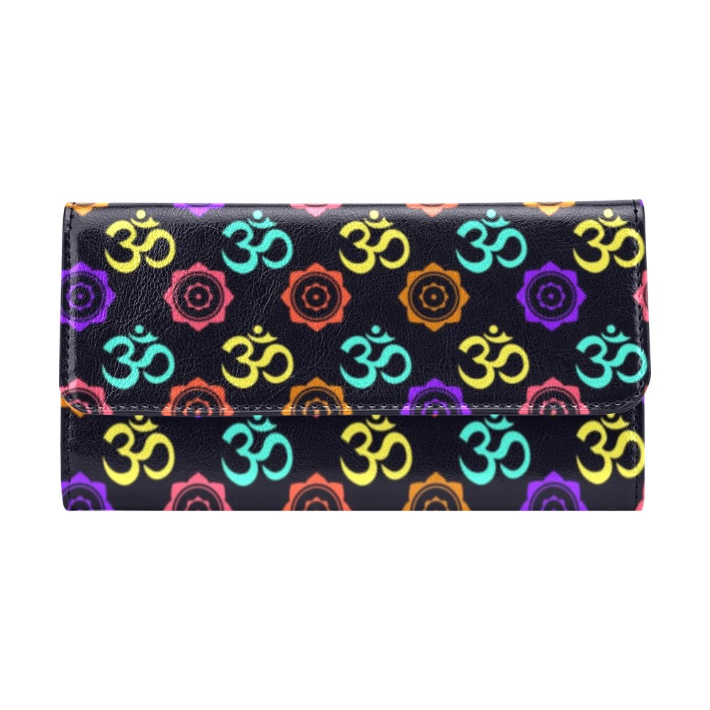 Chakra OM Print Pattern Women's Trifold Wallet