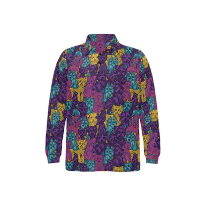 Yorkshire Terriers Print Design LKS3010 Long Sleeve Polo Shirt For Men's