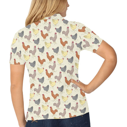 Chicken Pattern Print Design 05 Women's Polo Shirt