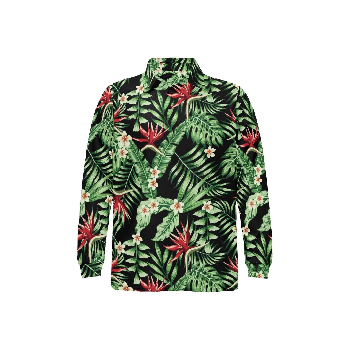 Bird Of Paradise Pattern Print Design BOP05 Long Sleeve Polo Shirt For Men's