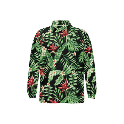 Bird Of Paradise Pattern Print Design BOP05 Long Sleeve Polo Shirt For Men's