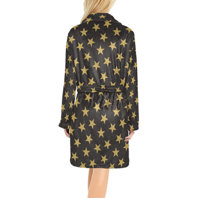 Star Gold Print Design LKS302 Women's Fleece Robe