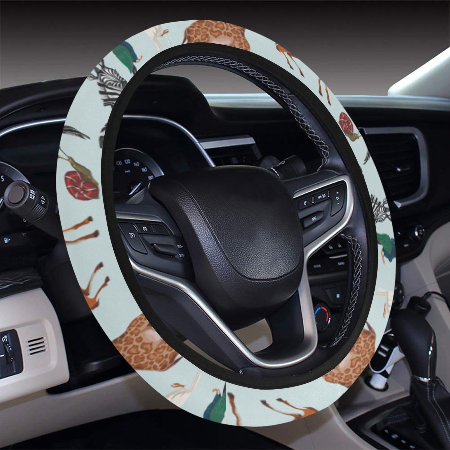 Safari Animal Print Design LKS306 Steering Wheel Cover with Elastic Edge