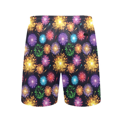 Firework Print Design LKS305 Men's Swim Trunks Beach Shorts