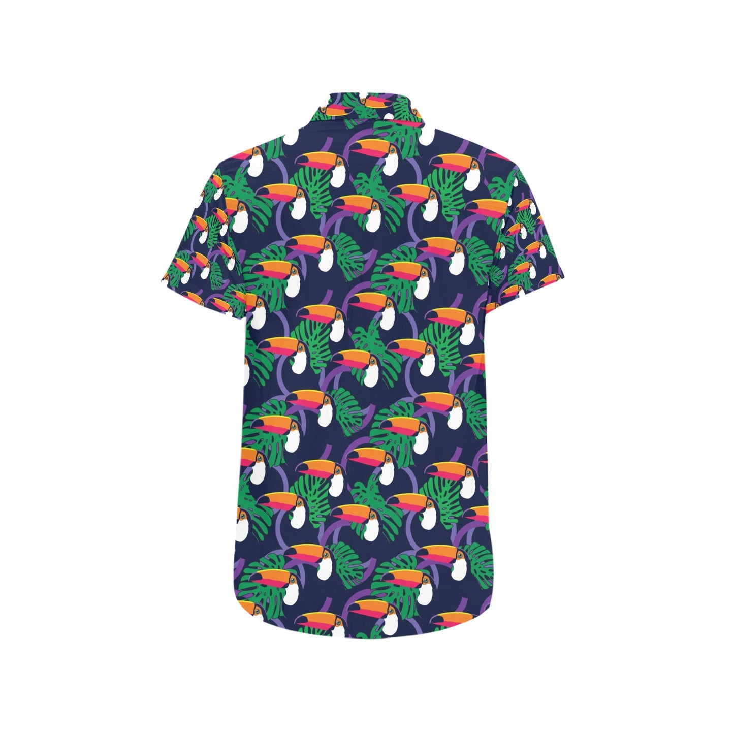 Toucan Print Design LKS302 Men Short Sleeve Button Up Shirt