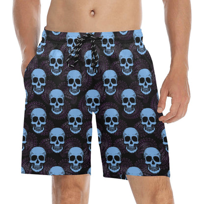 Skull Print Design LKS3012 Men's Swim Trunks Beach Shorts