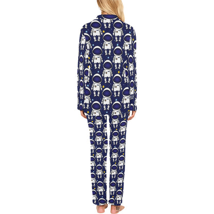 Astronaut Pattern Print Design 01 Women's Long Pajama Set