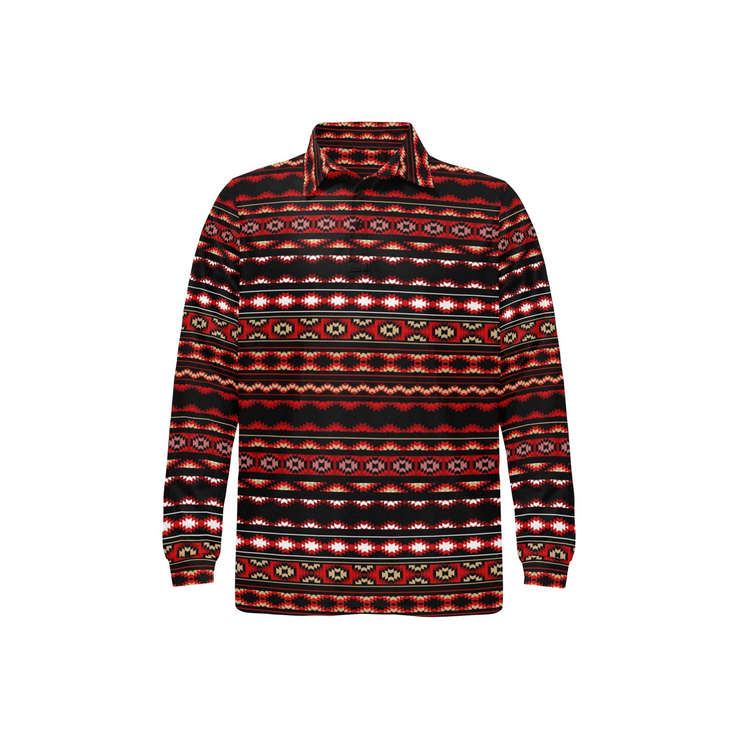 Southwestern Themed Long Sleeve Polo Shirt For Men's