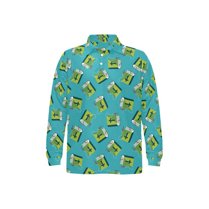 Bible Pattern Print Design 01 Long Sleeve Polo Shirt For Men's