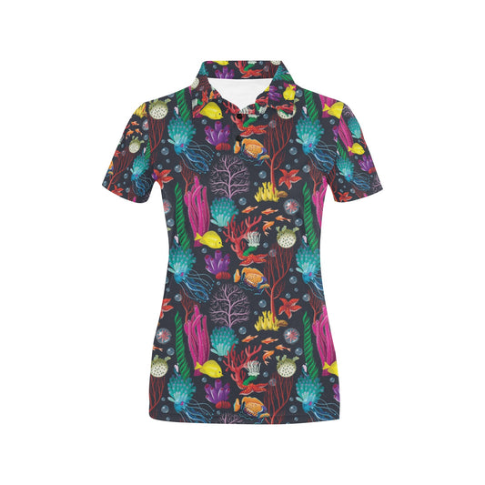 Underwater Cute Print Design LKS303 Women's Polo Shirt