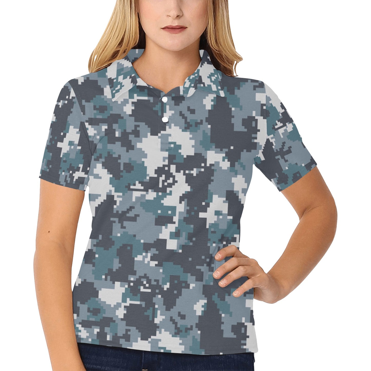 ACU Digital Urban Camouflage Women's Polo Shirt