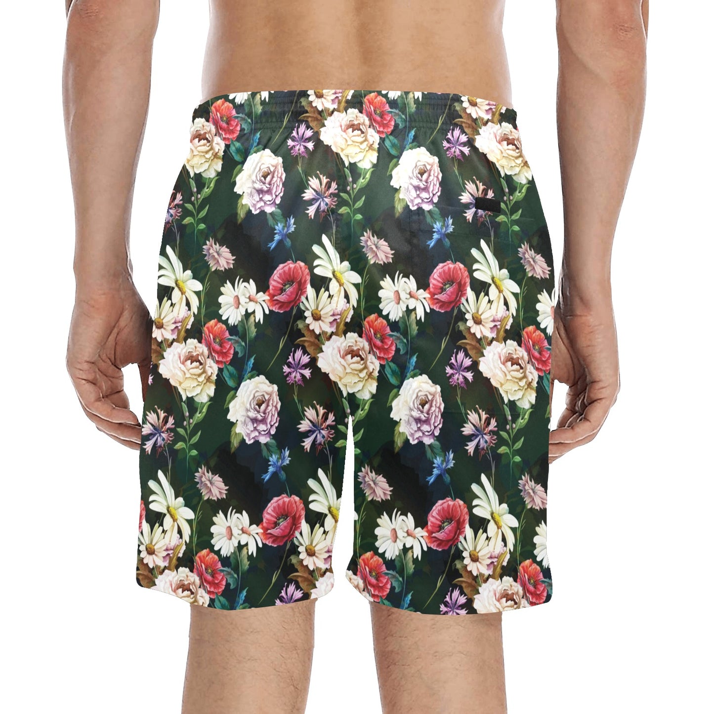 Summer Floral Print Design LKS303 Men's Swim Trunks Beach Shorts