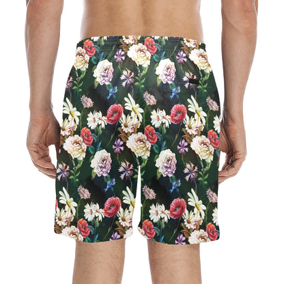 Summer Floral Print Design LKS303 Men's Swim Trunks Beach Shorts