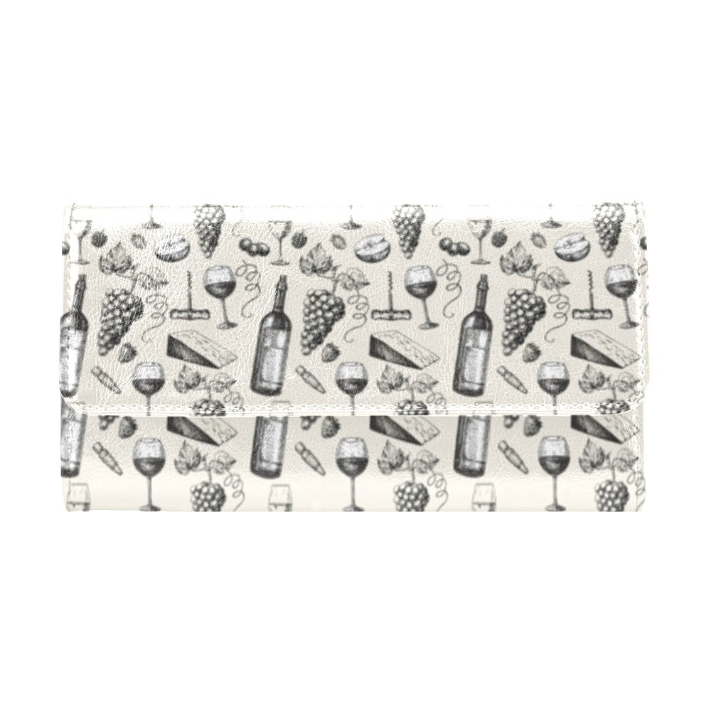 Wine Themed Print Design LKS306 Women's Trifold Wallet