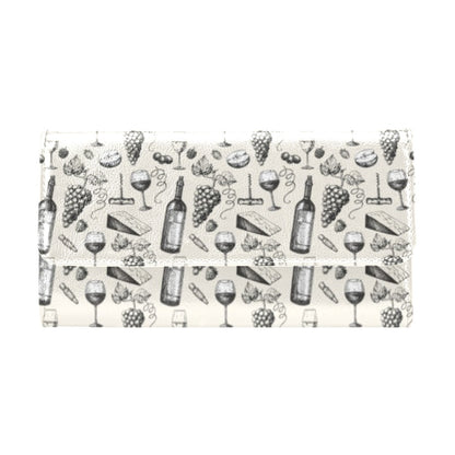 Wine Themed Print Design LKS306 Women's Trifold Wallet