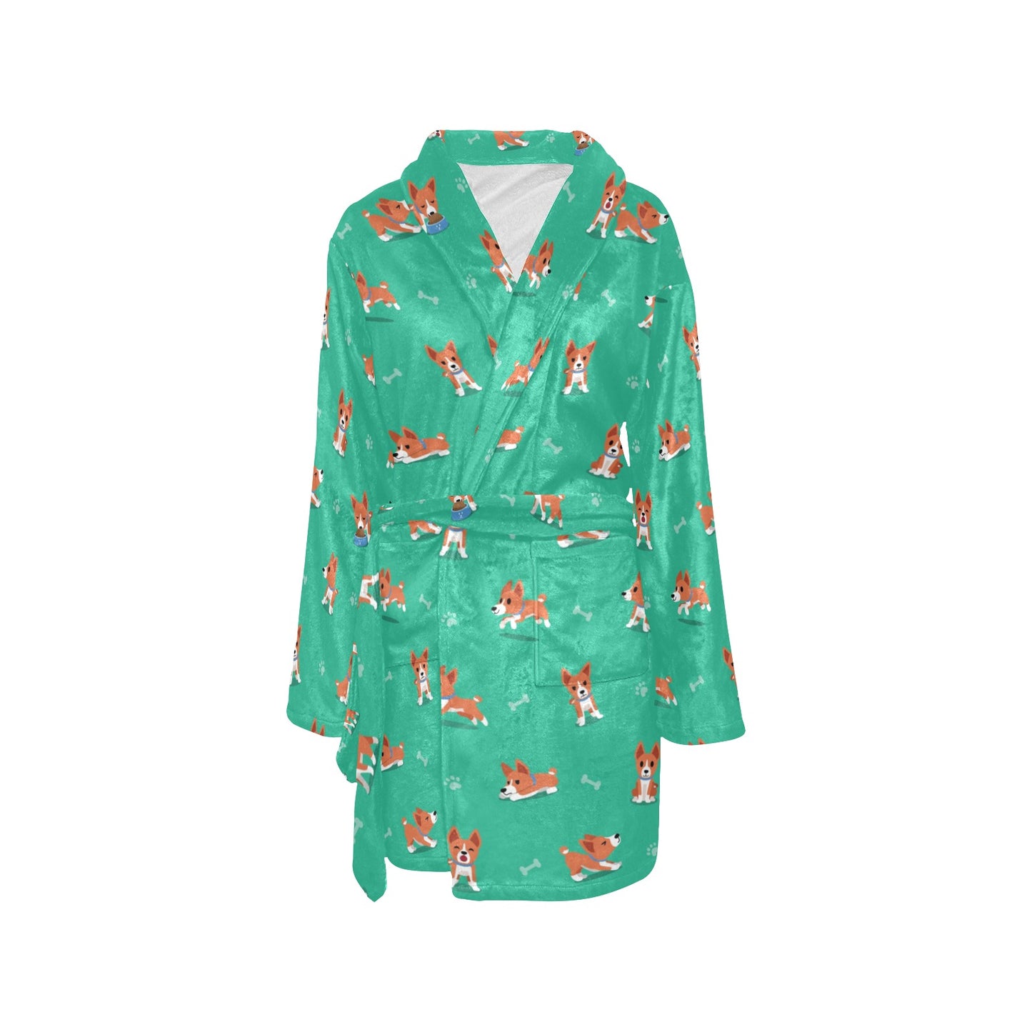 Basenji Pattern Print Design 02 Women's Fleece Robe