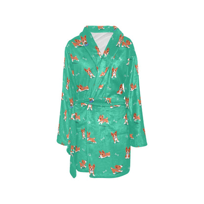 Basenji Pattern Print Design 02 Women's Fleece Robe