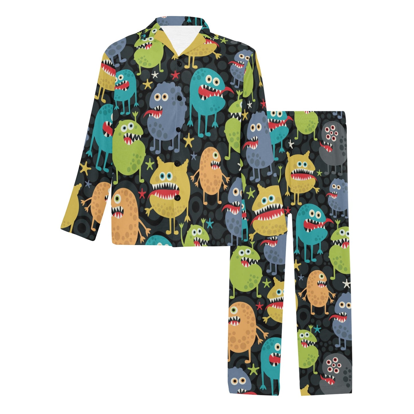 Monster Pattern Print Design 01 Men's Long Pajama Set