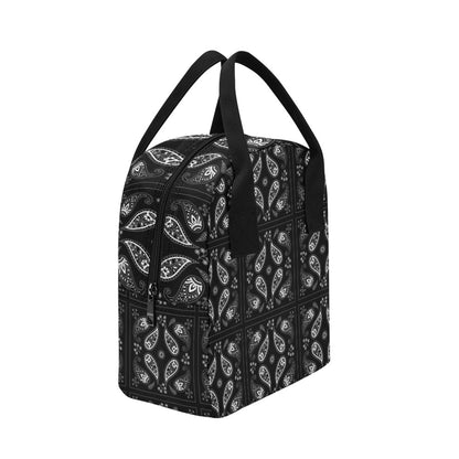 Bandana Paisley Black Print Design LKS308 Insulated Lunch Bag