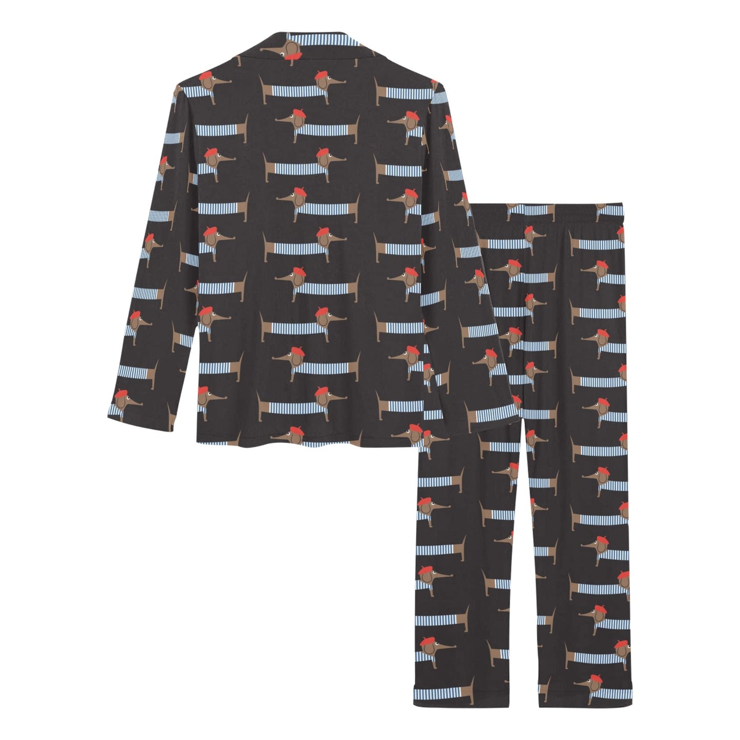 Dachshund Pattern Print Design 04 Women's Long Pajama Set