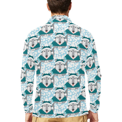 Alaskan Malamute Pattern Print Design 01 Long Sleeve Polo Shirt For Men's